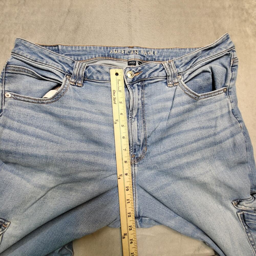 American Eagle Jeans Womens 18 Blue Super High-Rise Baggy Wide Leg Cargo - Picture 8 of 11